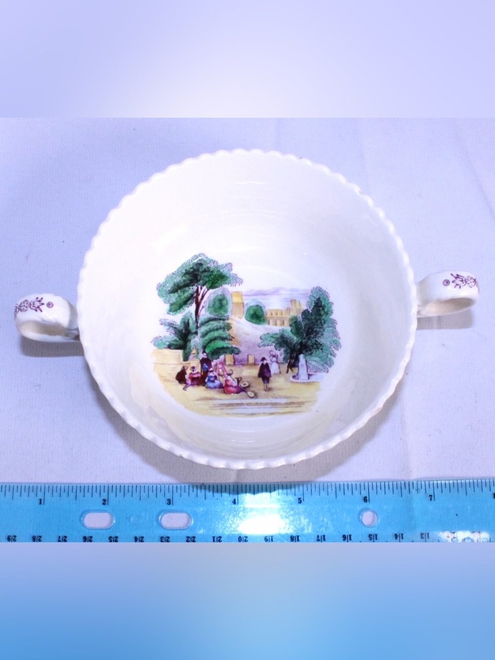 Vintage Spode Copeland Campagna Double Handled Cream Soup Bowl Scenic